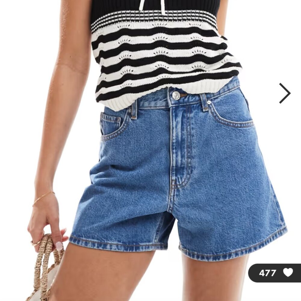 MANGO Denim High Waist Denim Shorts, Women's 10